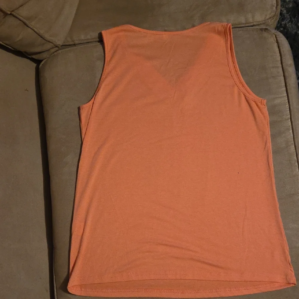 Women's V-Neck Sleeveless Tank Top - Orange - Picture 2 of 2